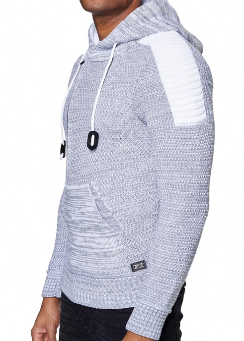 Chunky contrasterende hoodie met 1/2 rits - Image 4