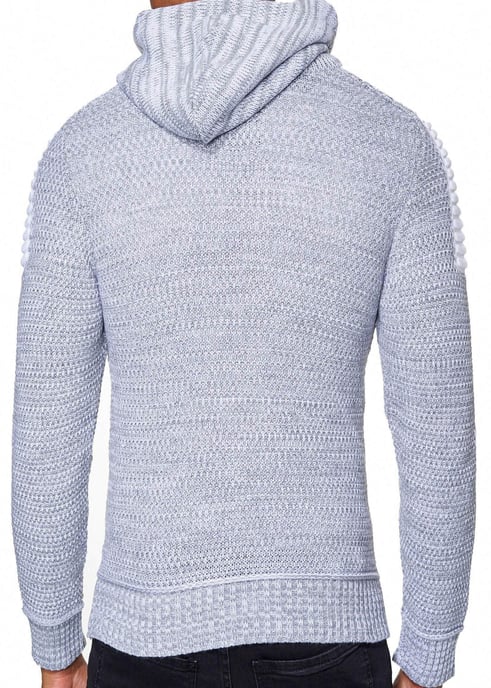Chunky contrasterende hoodie met 1/2 rits - Image 6