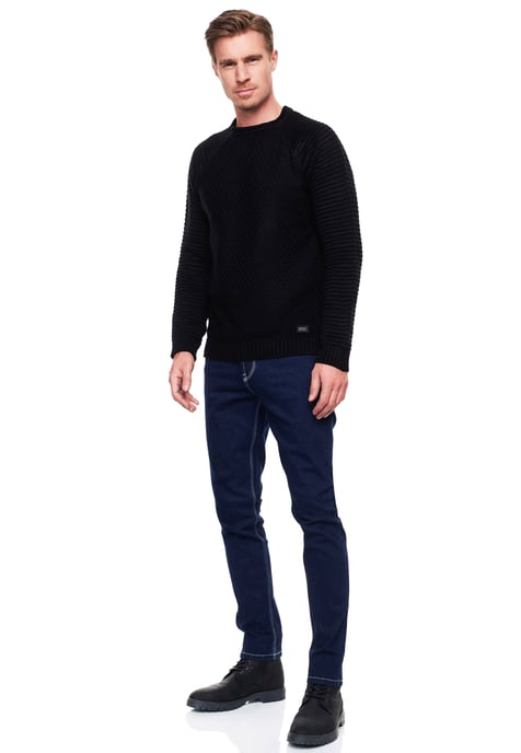 Donkerblauwe jeansbroek "MELVIN" slim fit katoen-stretch - Image 3