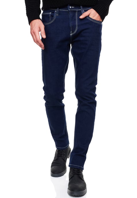 Donkerblauwe jeansbroek "MELVIN" slim fit katoen-stretch - Image 4