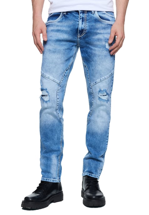 Jeansbroek "NISHO" straight fit biker katoen stretch - Image 4