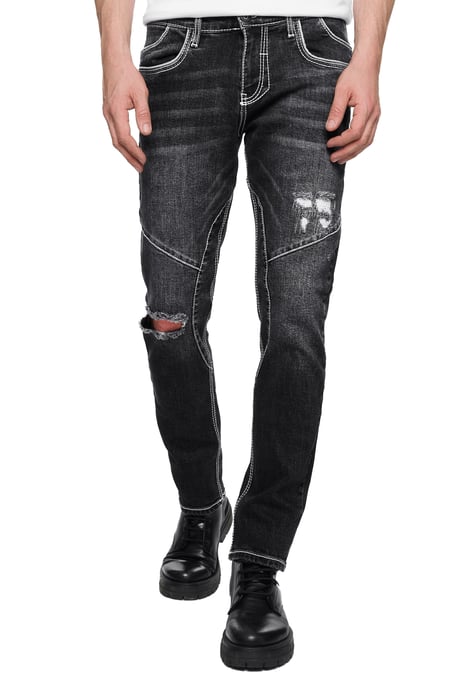 Jeansbroek "NISHO" straight fit biker katoen stretch - Image 4
