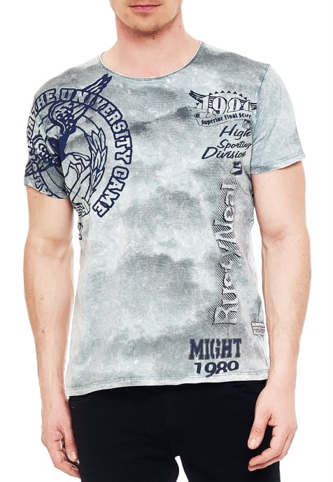 Acid washed T-shirt met prints - Image 3