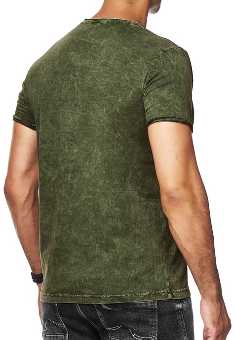 Olie-gewassen T-shirt met knoopjes aan de zijkant en prints - Image 5