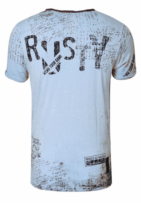 T-shirt met V-hals, suède details en een patroon van klinknagels - Image 3