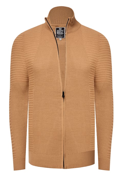 Fijne gebreide jas in biker-stijl met slim fit pasvorm - Image 1