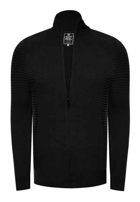 Fijne gebreide jas in biker-stijl met slim fit pasvorm - Image 1
