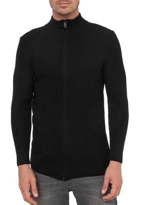 Fijne gebreide jas in biker-stijl met slim fit pasvorm - Image 4