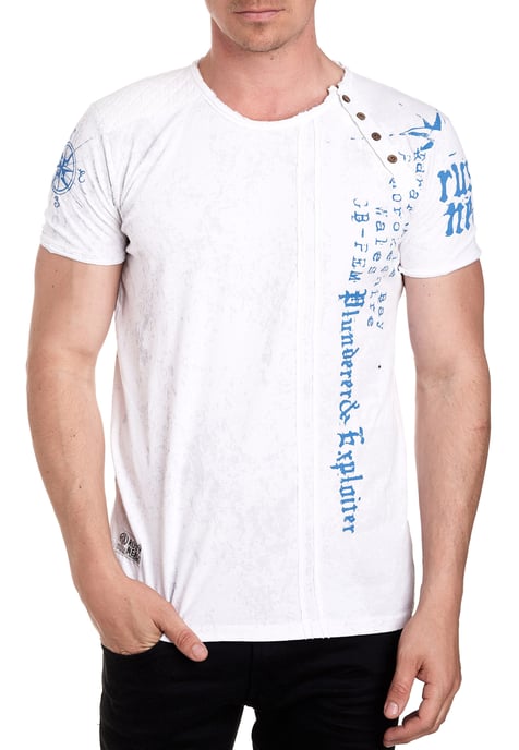 T-shirt met ronde hals en knoopsluiting aan de zijkant - Image 3