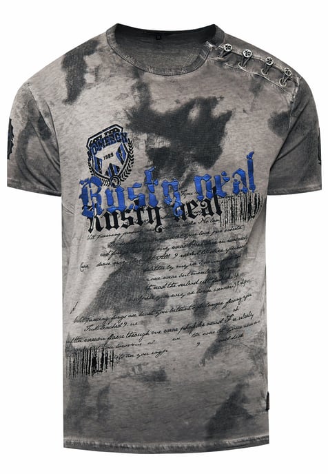 T-shirt met logo-print en knoopsluiting - Image 1