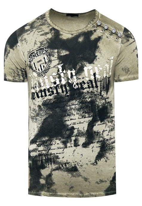 T-shirt met logo-print en knoopsluiting - Image 1