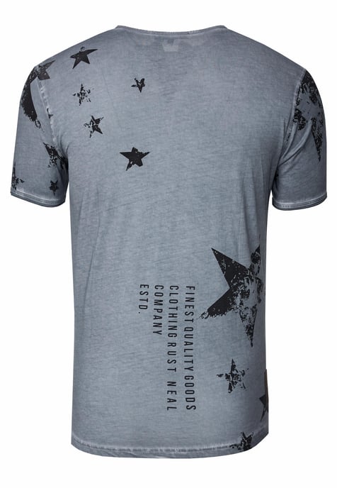 T-shirt met ronde hals en Henley-stijl, met opdrukken en knoopsluiting - Image 2