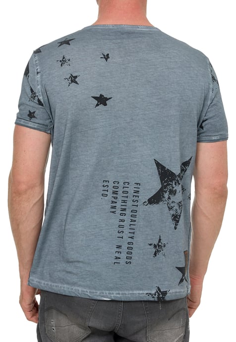 T-shirt met ronde hals en Henley-stijl, met opdrukken en knoopsluiting - Image 4
