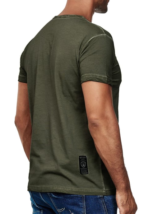 Olie-gewassen T-shirt met knoopsluiting - Image 5