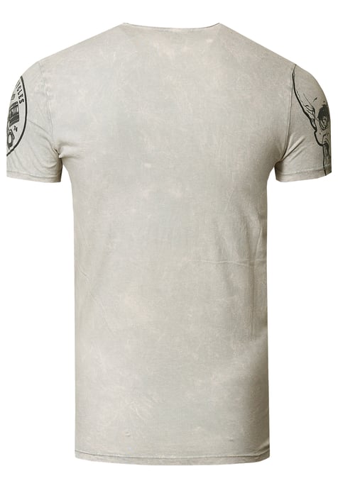 Rocker T-shirt licht gewassen met schedelprint - Image 2