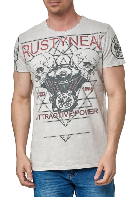 Rocker T-shirt licht gewassen met schedelprint - Image 3