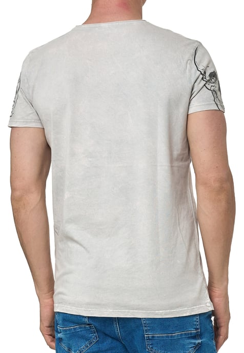 Rocker T-shirt licht gewassen met schedelprint - Image 4