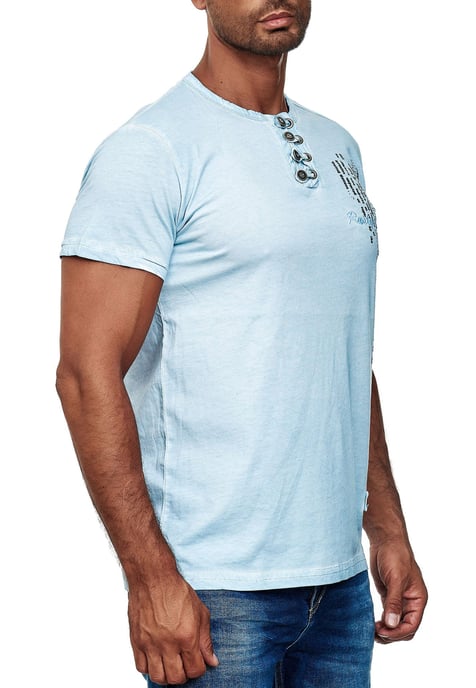 Olie-gewassen T-shirt met knoopsluiting - Image 4