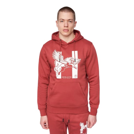 Henleys Heren Curveball Hoodie (Diep rood) - Image 1