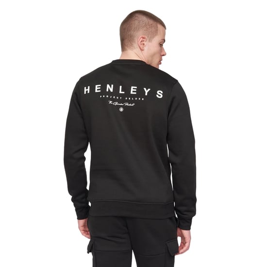Henleys Heren Moorehen Sweatshirt met ronde hals (Zwart) - Image 2