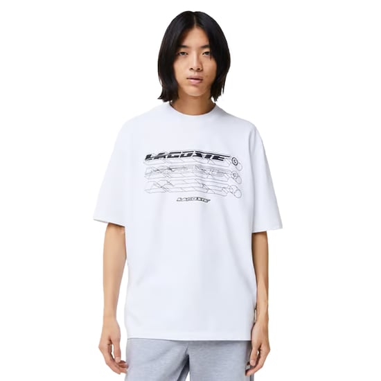Lacoste Heren Biologisch Katoen Losjes T-shirt (Wit) - Image 1