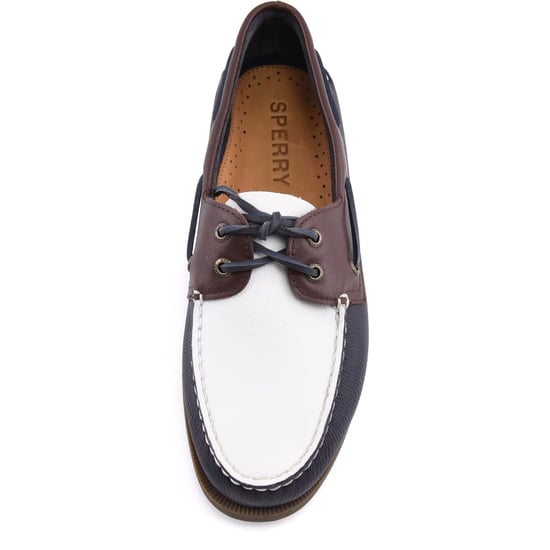 Sperry Authentic Original 2 Eye Leren Heren Bootschoenen In Marineblauw/Wit/Bruin - Image 3