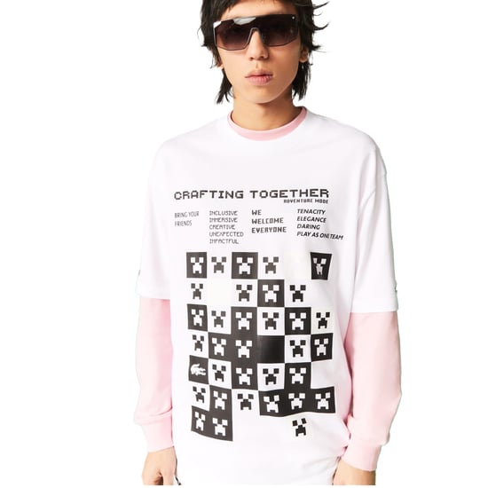 Lacoste Heren Minecraft Organisch Katoen T-Shirt (Wit) - Image 4