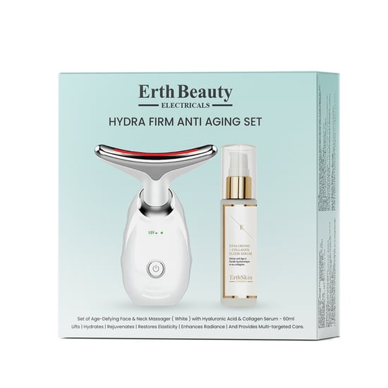 Hydra Firm Anti-Aging Set ( Leeftijds-VERJONGENDE GEZICHTS- EN HALSMASSAGER - wit met HA Serum) - Image 2