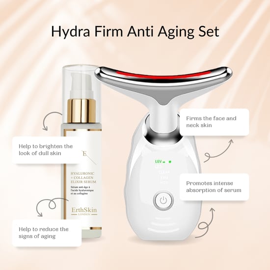 Hydra Firm Anti-Aging Set ( Leeftijds-VERJONGENDE GEZICHTS- EN HALSMASSAGER - wit met HA Serum) - Image 3