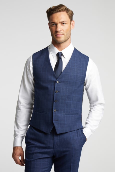 Slim Fit Soft Check Waistcoat - Image 1