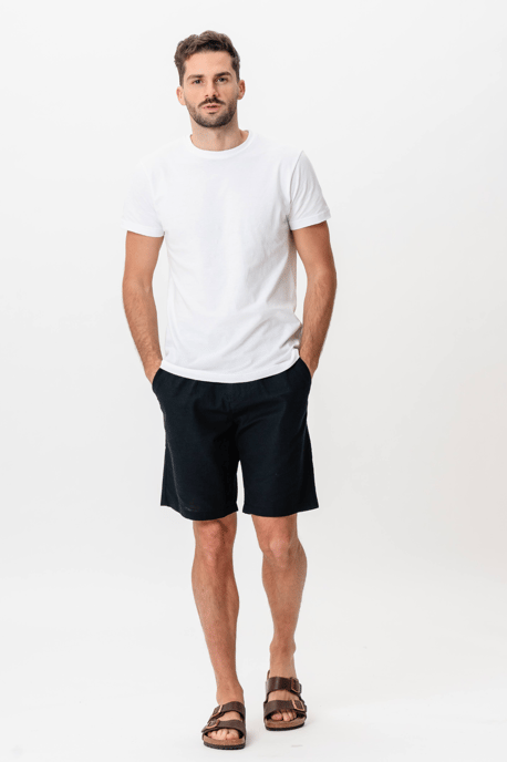 Linnen shorts - zwart - Image 4