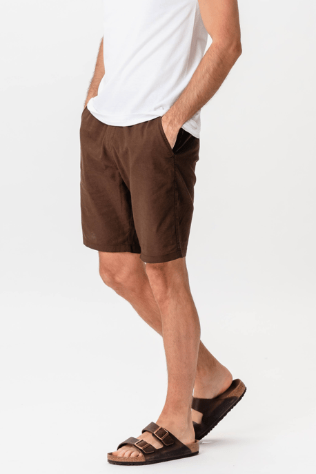 Linnen shorts - Koffie - Image 1