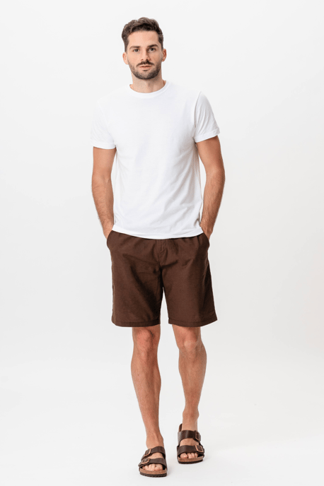 Linnen shorts - Koffie - Image 2