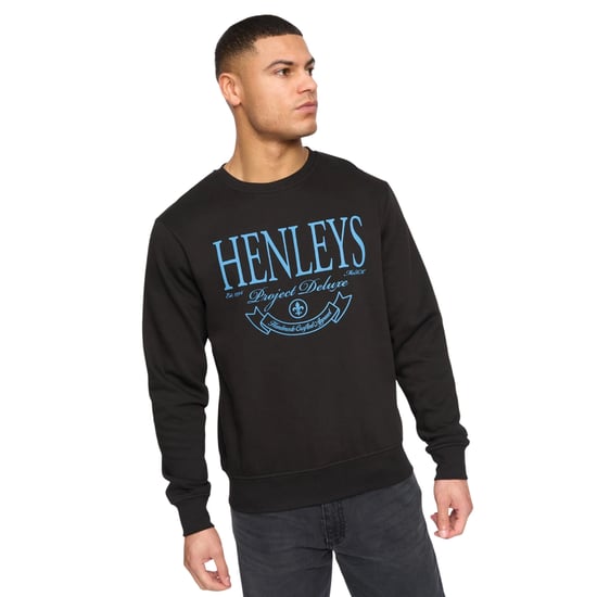 Henleys Heren Henbank Ronde Hals Sweatshirt (Zwart) - Image 4