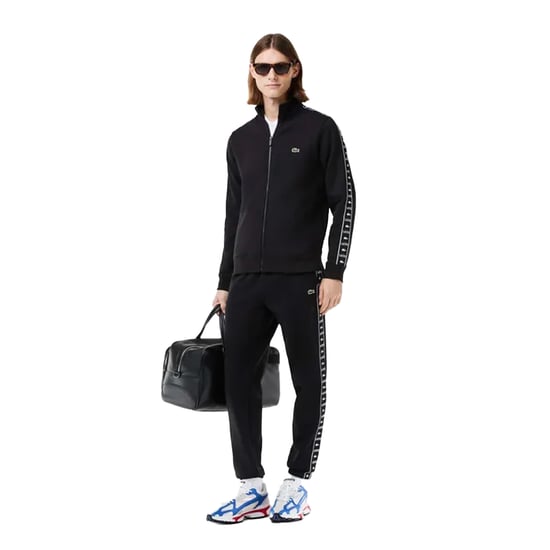 Lacoste Heren Logo Strip Sweatshirt met rits (Zwart) - Image 3