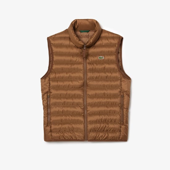 Heren Lacoste Waterafstotend Gewatteerd Gilet in Bruin - Image 4