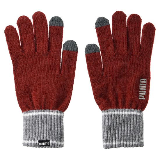Puma Unisex gebreide winterhandschoenen voor volwassenen (Rood/Grijze Heide) - Image 1