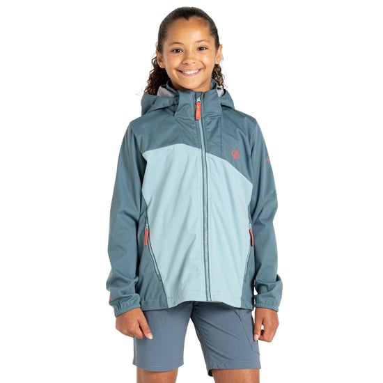 Dare 2B Kinderen/Kinderen Explore Soft Shell Jas (Element Grijs/Aquifer) - Image 1