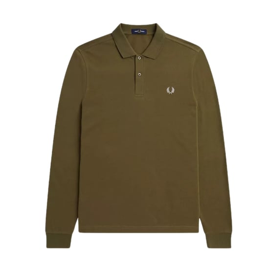 Fred Perry Uniform Groen Lange Mouw Effen Poloshirt - Image 1