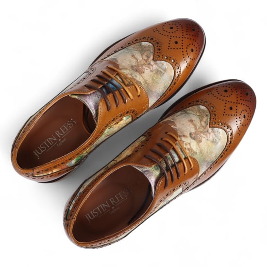 Justin Reess Heren Bruine Leren Iconic Print Brogue Dress Schoenen - Scott - Image 5