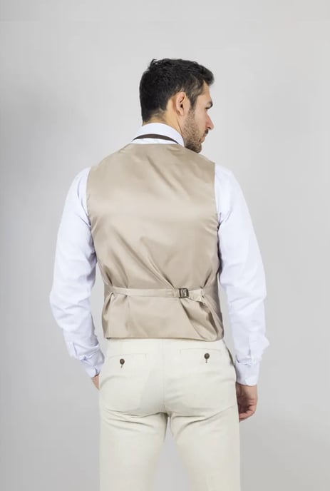 Heren Beige 3-delig Linnen Formeel Zomer Trouwpak - Image 3