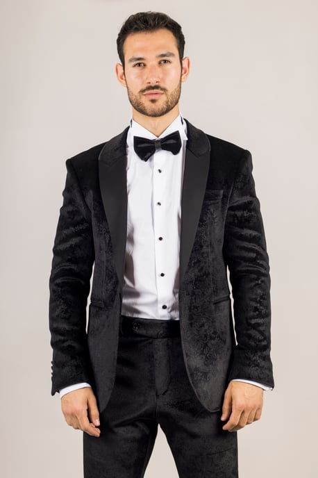 Heren Zwarte 3-Piece Fluwelen Trouw Tuxedo Formele Costume - Image 1