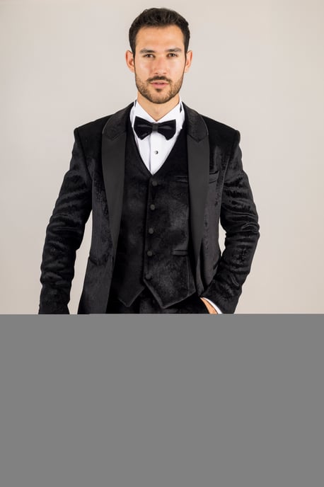 Heren Zwarte 3-Piece Fluwelen Trouw Tuxedo Formele Costume - Image 5
