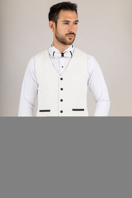 Heren Witte 3-delige Fluwelen Trouwtuxedo Formele Pak - Image 3