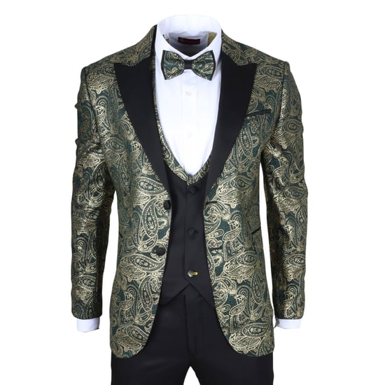 Heren 4-delige Groene Paisley Trouwsuit Perfecte Pasvorm - Image 1