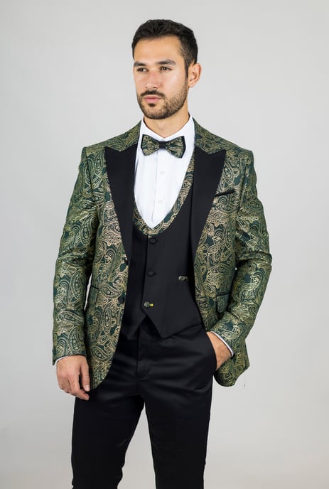Heren 4-delige Groene Paisley Trouwsuit Perfecte Pasvorm - Image 2