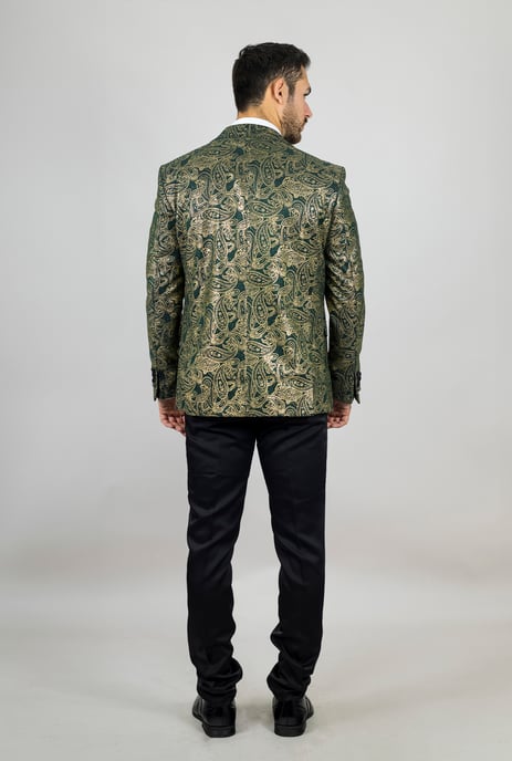 Heren 4-delige Groene Paisley Trouwsuit Perfecte Pasvorm - Image 5