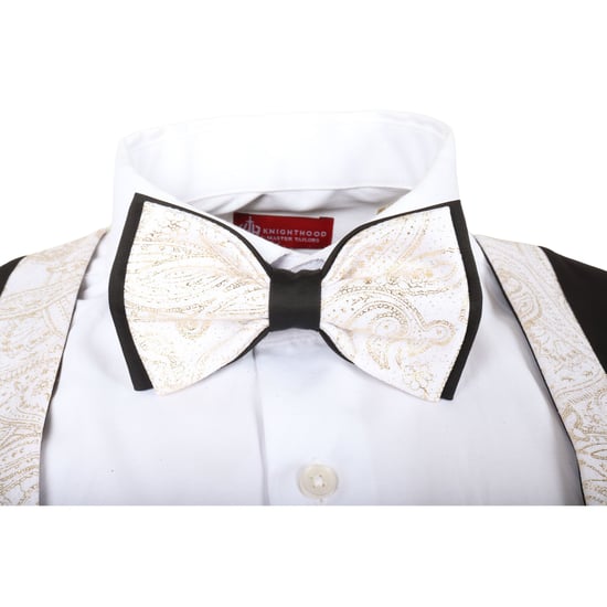 Heren 4-delige Witte Paisley Trouwrroch Tailor Fit - Image 5