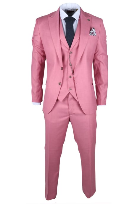 Heren 3-delig Roze Tailored Fit Feestpak Race Day - Image 3