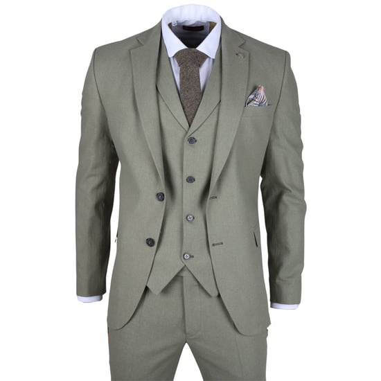 Heren Sage Tailor Fit 3-delig Linnen Zomer Trouwsuit - Image 1